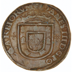 D. João III X Reais (Patacão) N/D (1521-1557), Escudo Ladeado Cobre